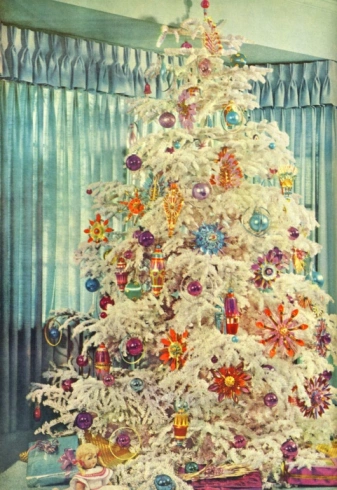 vintage white christmas tree